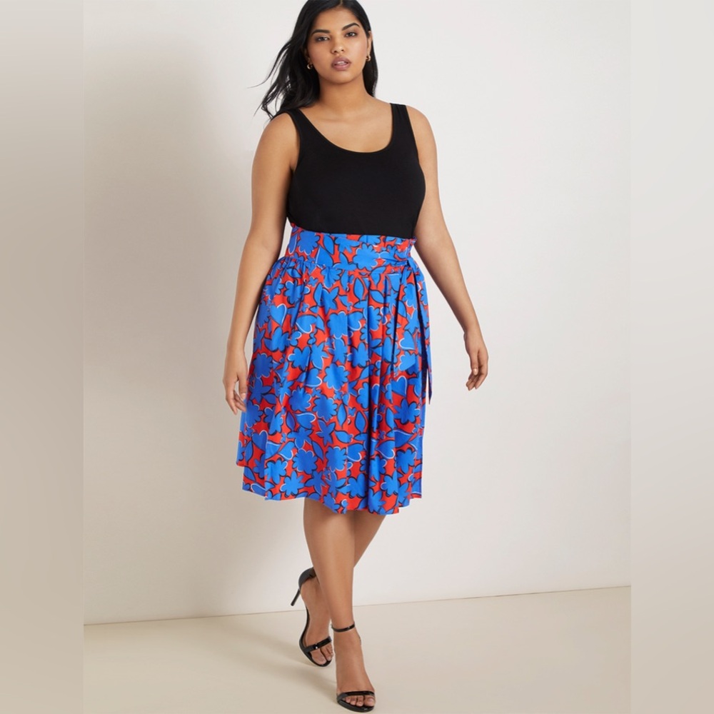 Eloquii Bright Floral Belted Skirt